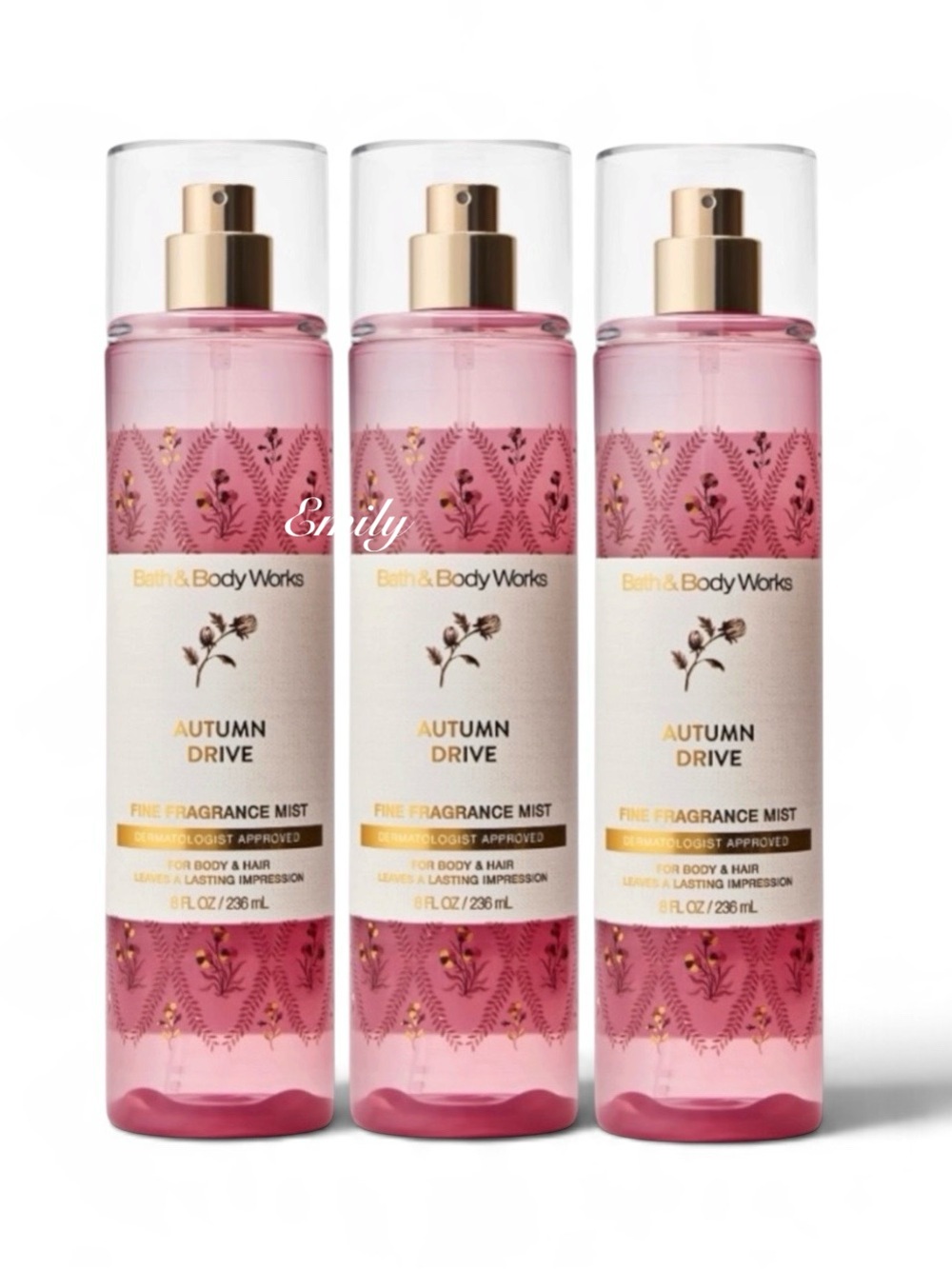 3X Bath & Body Works AUTUMN DRIVE Fine Fragrance Mist Spray Bundle